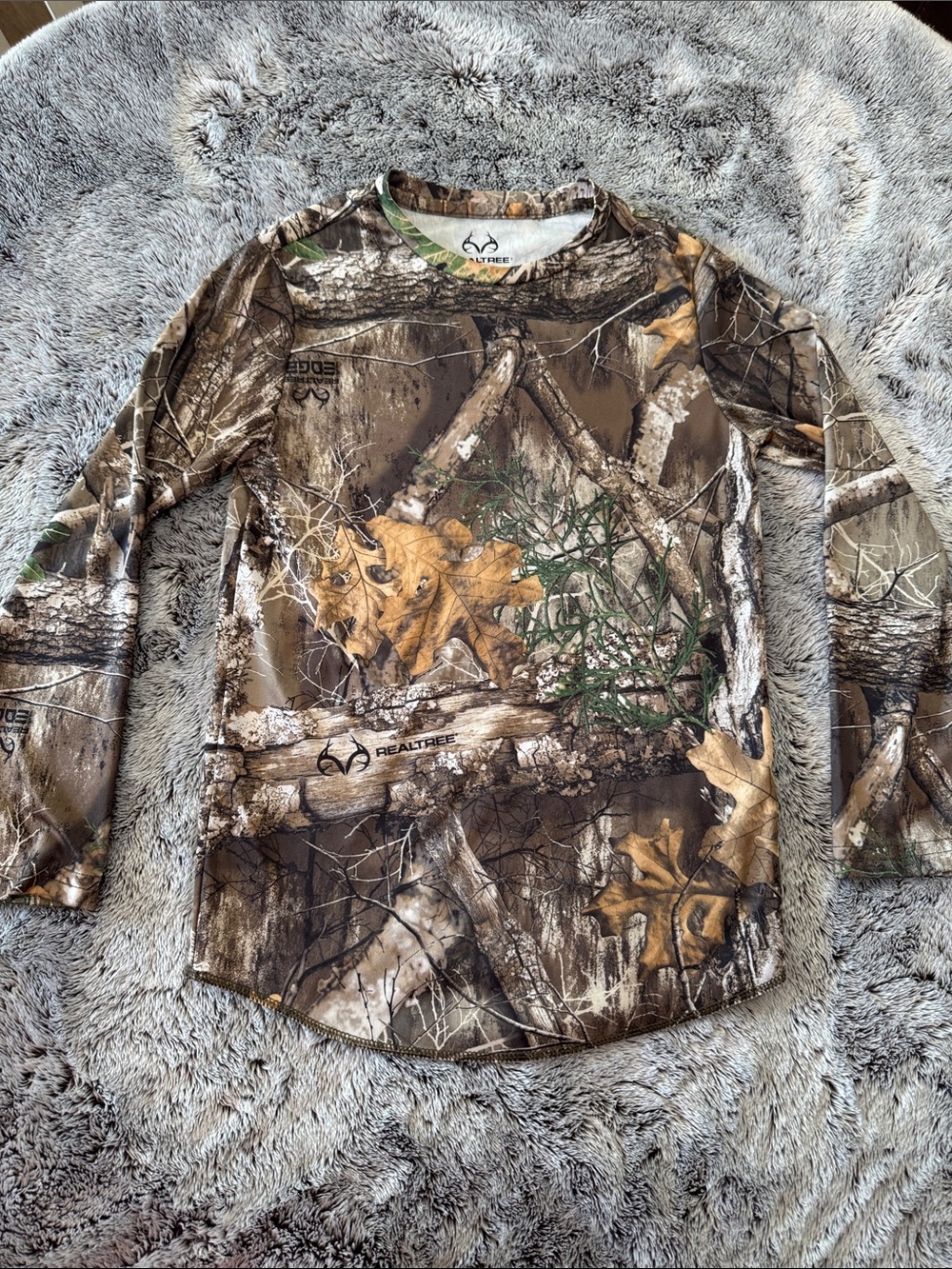 Realtree Forest Edge Camouflage Long Sleeve Performance Boys 8 Shirt Outdoors